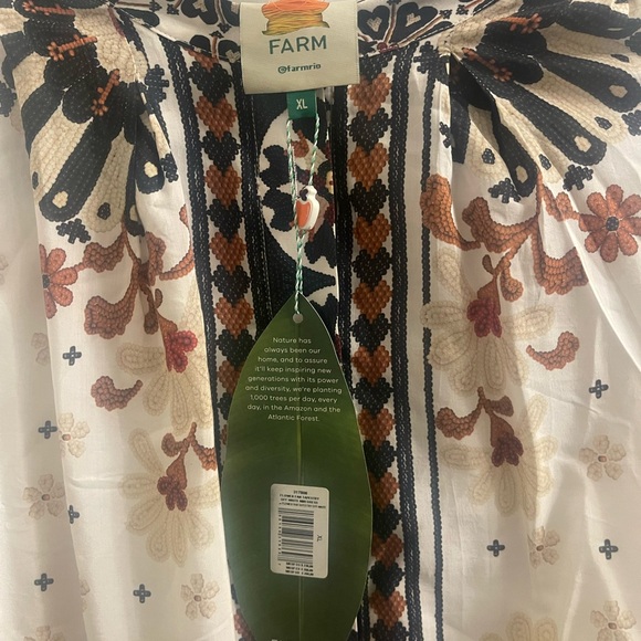 Farm Rio Flower Fan Tapestry Off-White Mini Dress - Picture 10 of 11